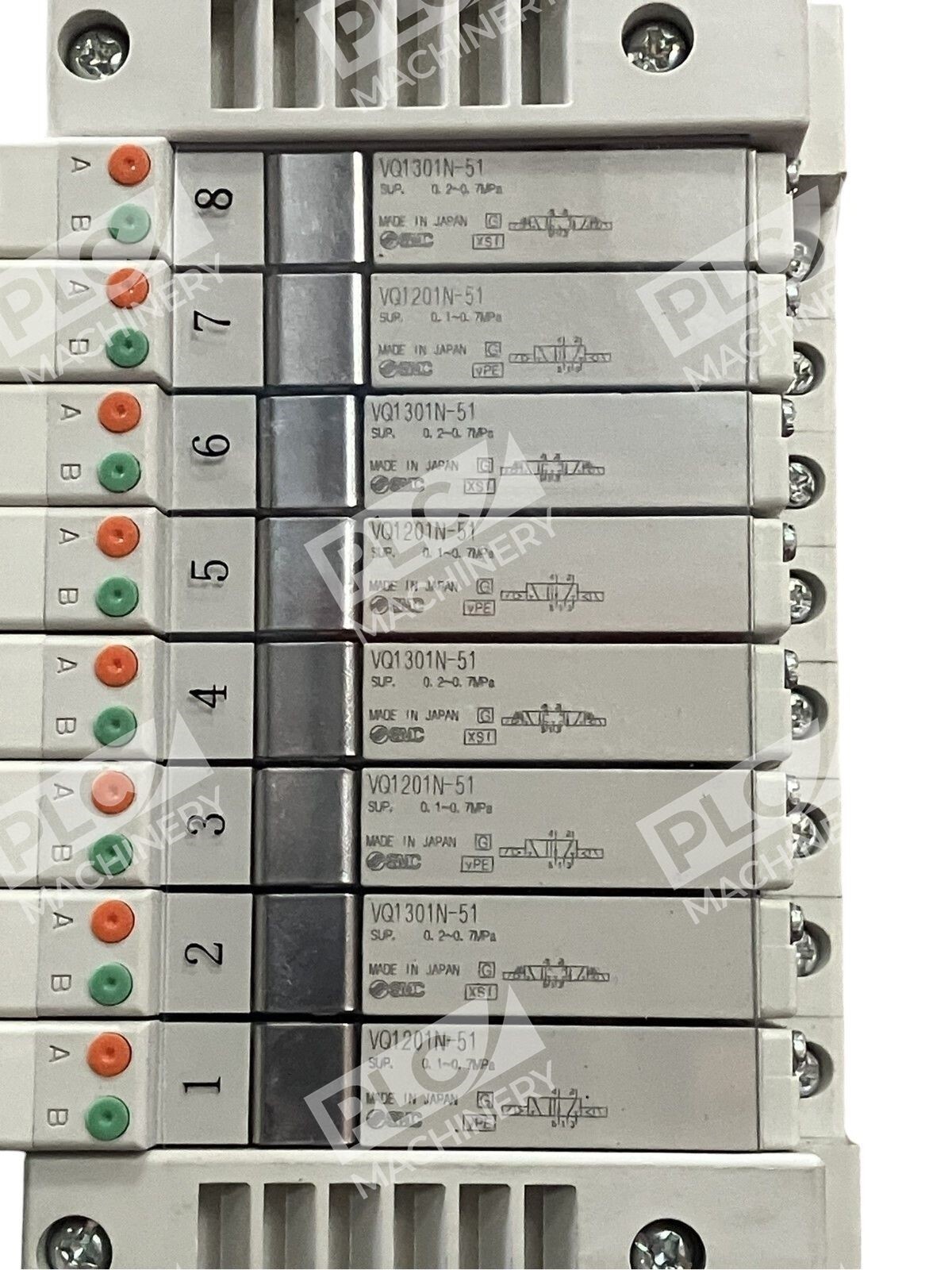 SMC VV5Q11-08C6FU0-NS-X50US 8 Station Pneumatic Solenoid Manifold W/ Valves - Image 5