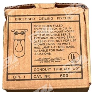 Underwriters Laboratories 600 - Underwriters Laboratories 600 Enclosed Ceiling Fixture Incan