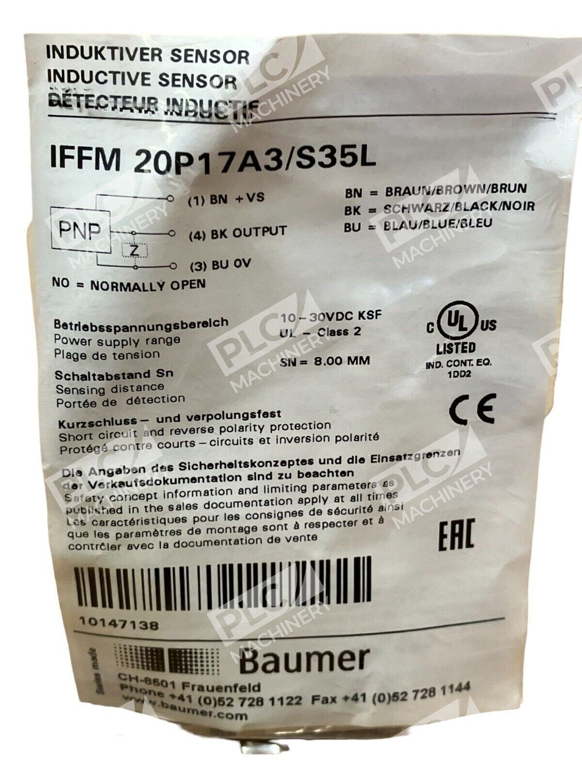 Baumer IFFM 20P17A3/S35L Inductive Sensor - Image 3