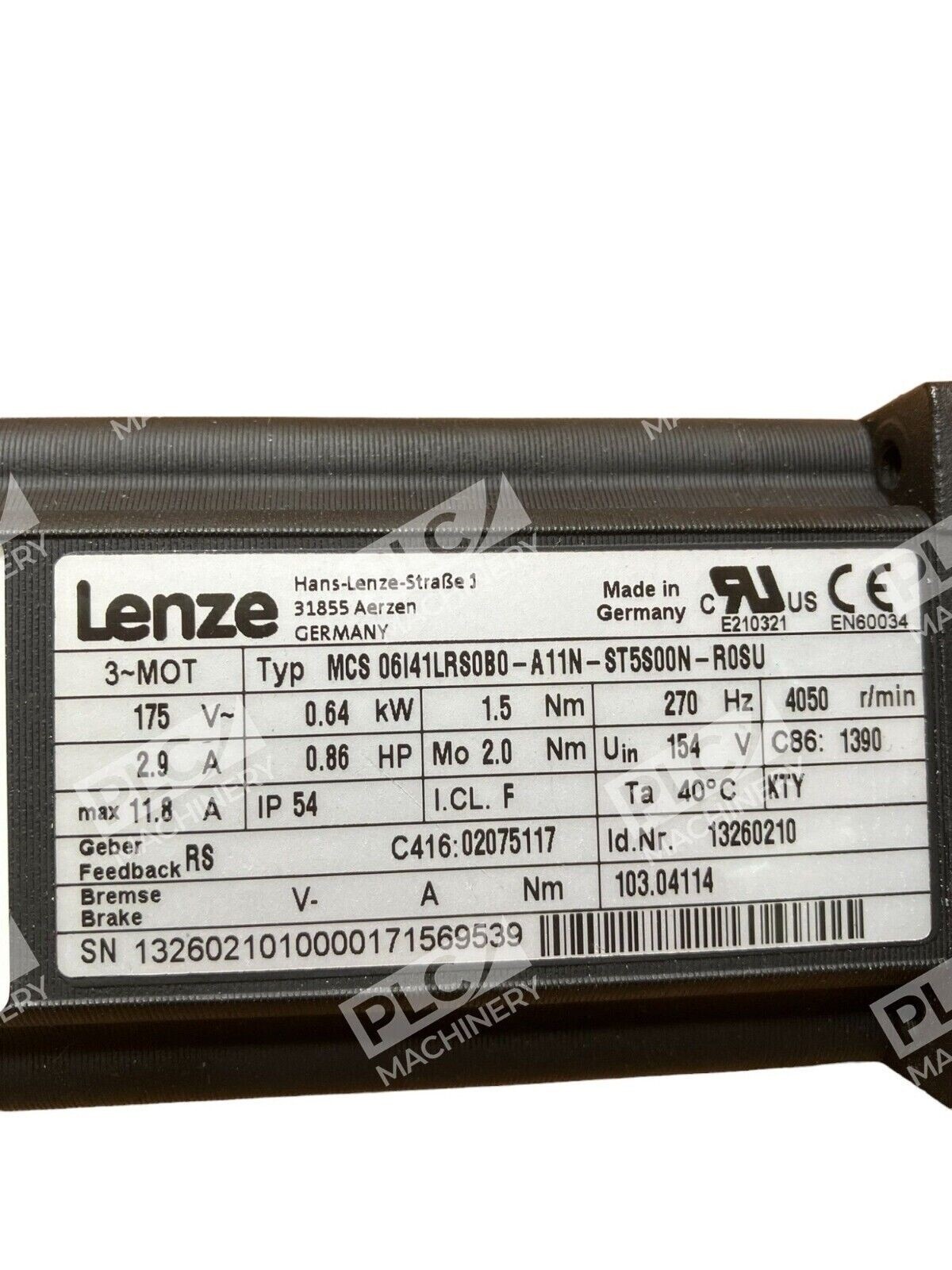 Lenze MCS 06I41LRS0B0-A11N-ST5S00N-R0SU Servo Motor NIB - Image 5