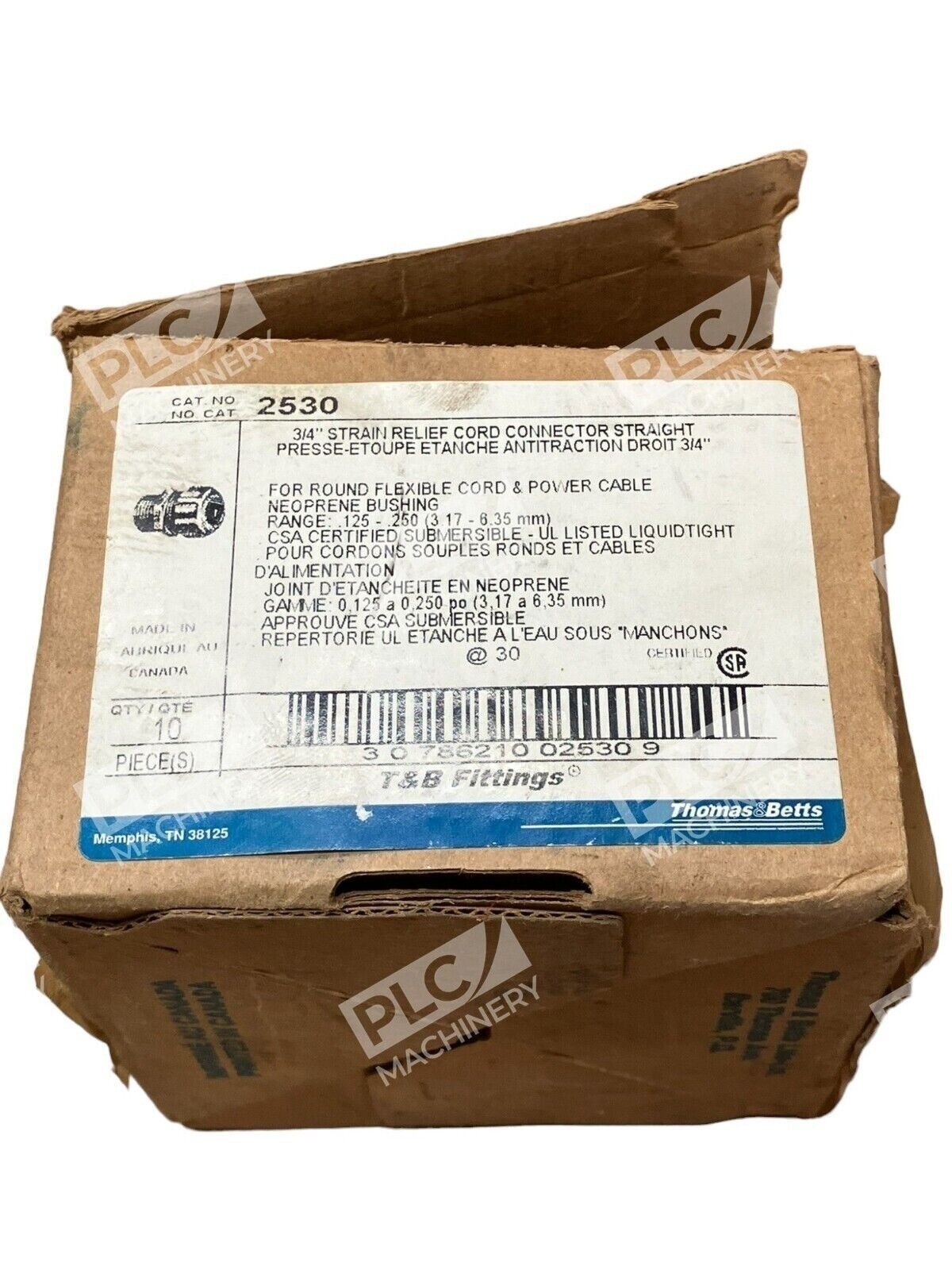 Thomas & Betts 2530 3/4" Strain Releif Cord Connector Straight T&B (Box of 5) - Image 2