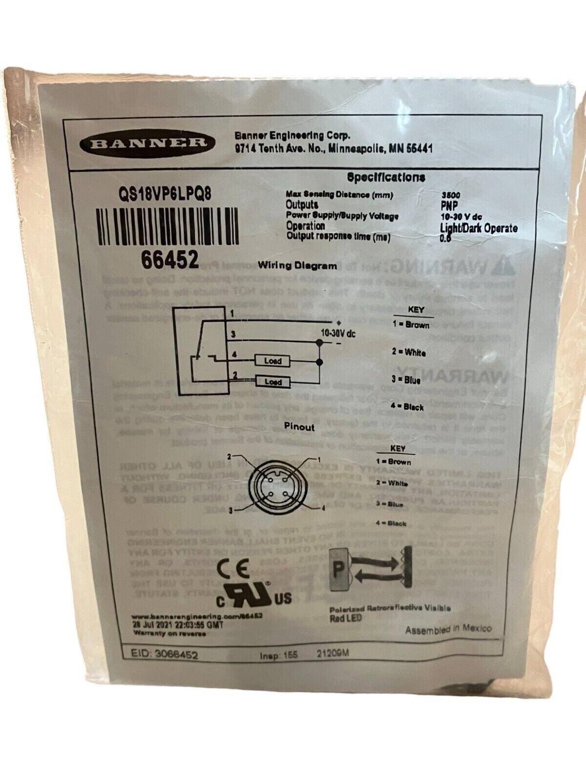 Banner QS18VP6LPQ Photoelectric Sensor 66452 - Image 3