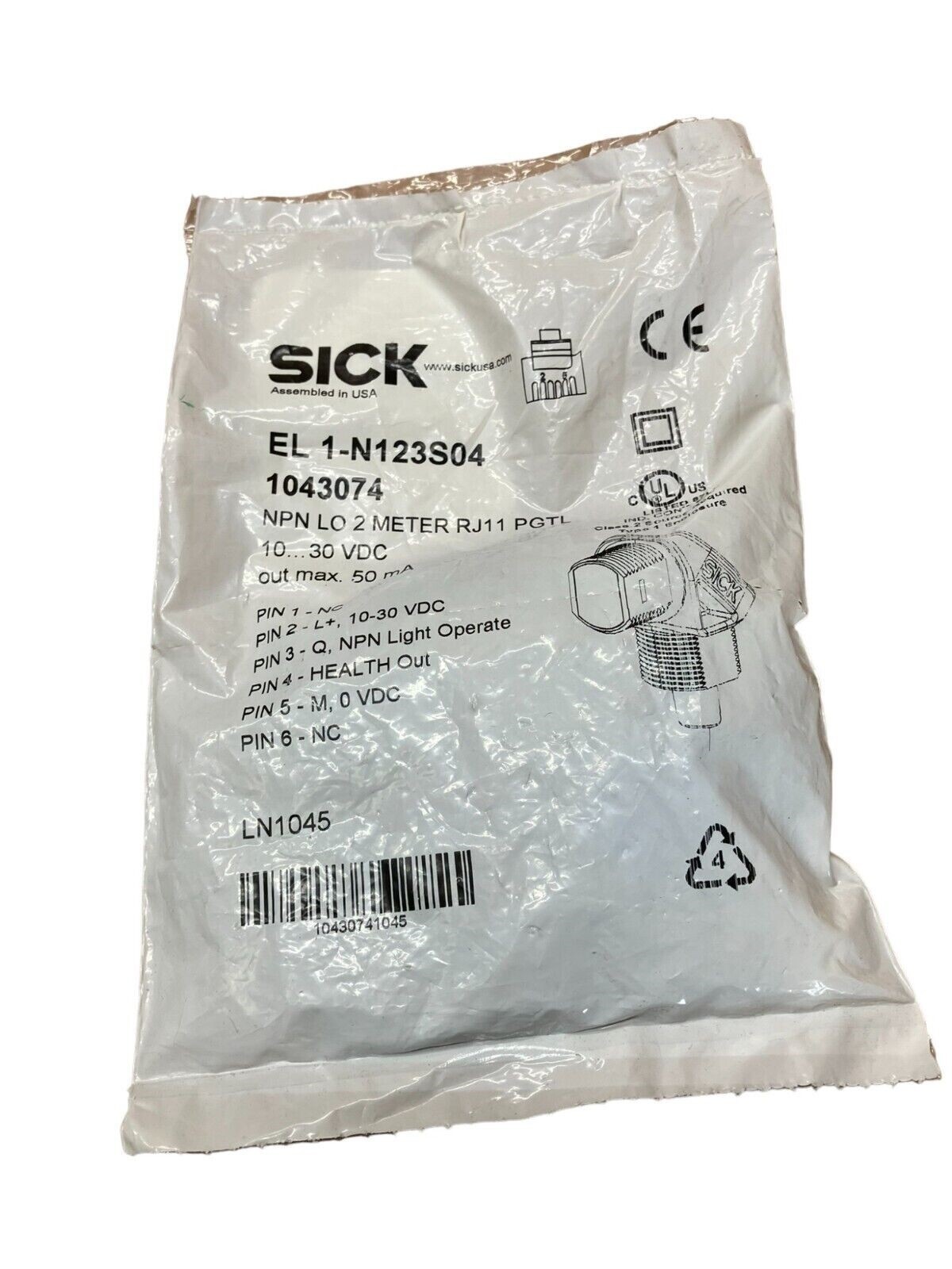 Sick EL1N-123S04 Photoelectric Sensor 1043074 - Image 2