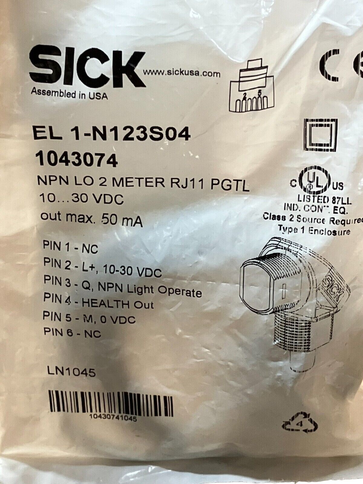 Sick EL1N-123S04 Photoelectric Sensor 1043074 - Image 3
