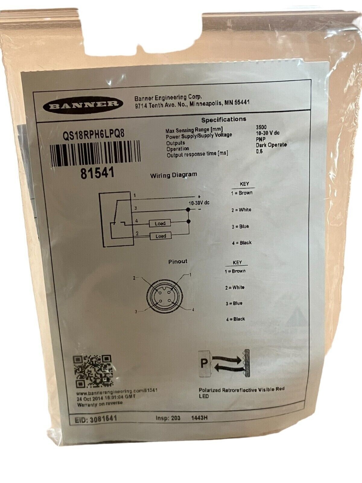 Banner QS18RPH6LPQ8 81541 Photoelectric Sensor - Image 3