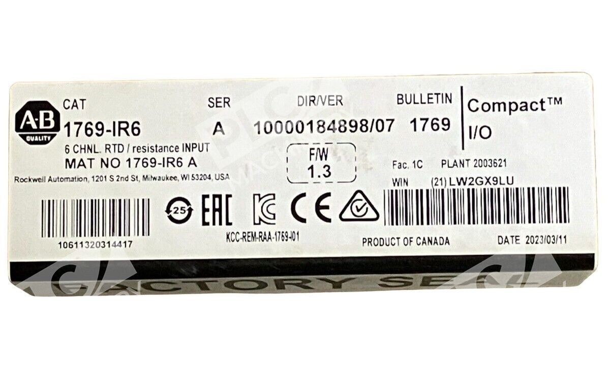 Allen Bradley 1769-IR6 - Allen Bradley 1769-IR6 /A Compact I/O 6 Channel RTD Resistan