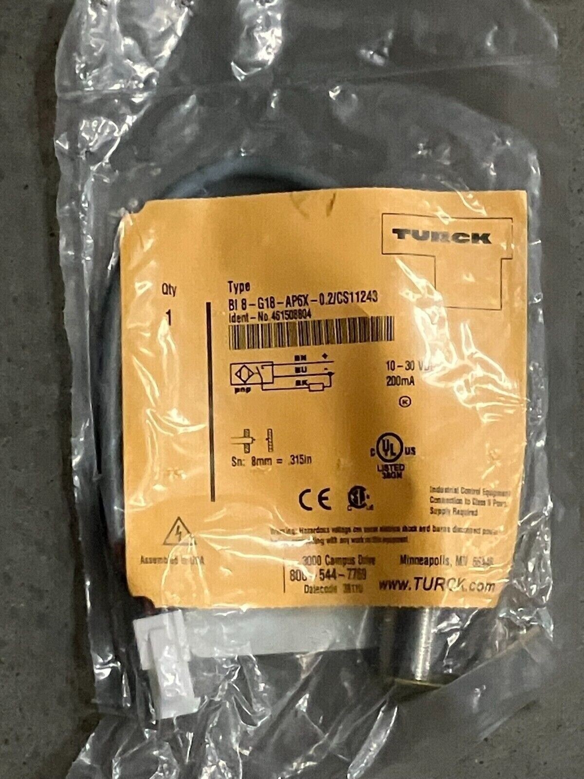 Turck BI8-G18-AP6X-0.2/CS11243 Inductive Sensor - Image 2