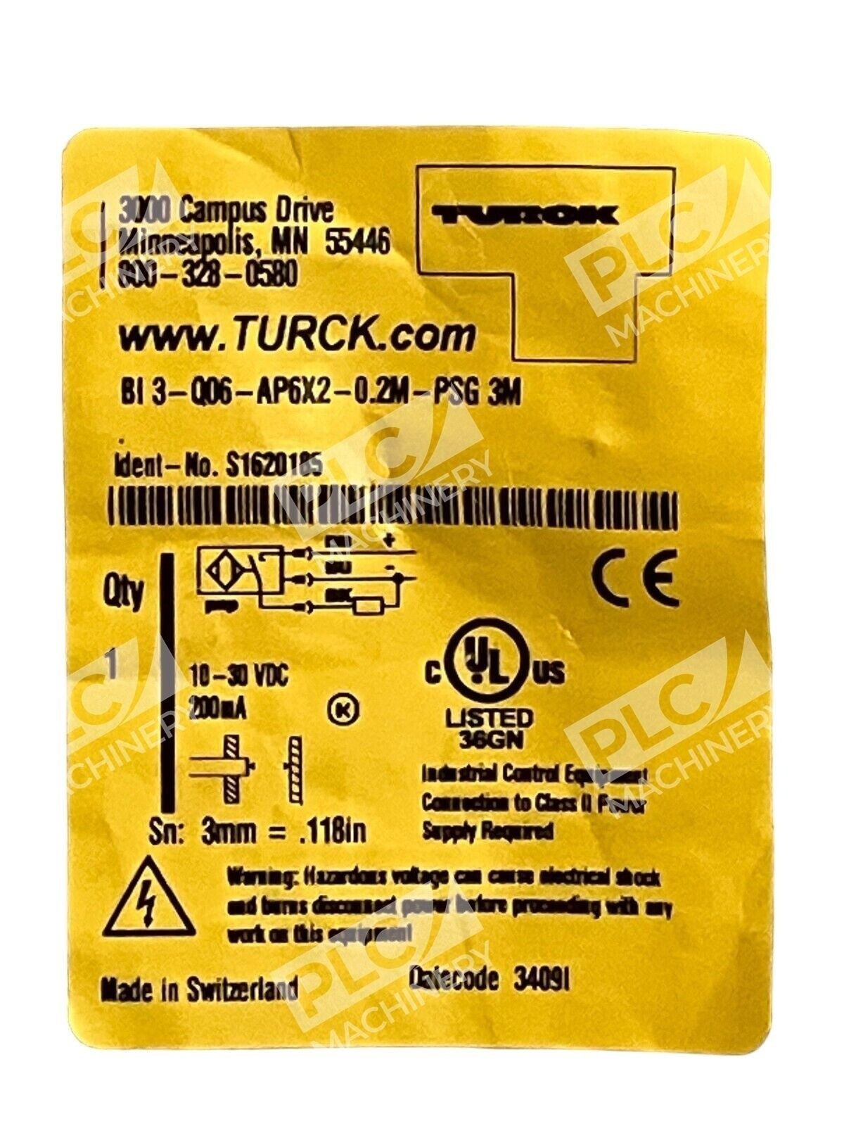 Turck BI 3-Q06-AP6X2-0.2M-PSG 3M Inductive Sensor - Image 3