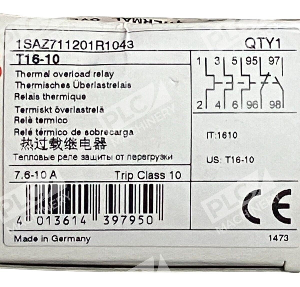 ABB T16-10 Thermal Overload Relay 1SAZ711201R1043 - Image 2