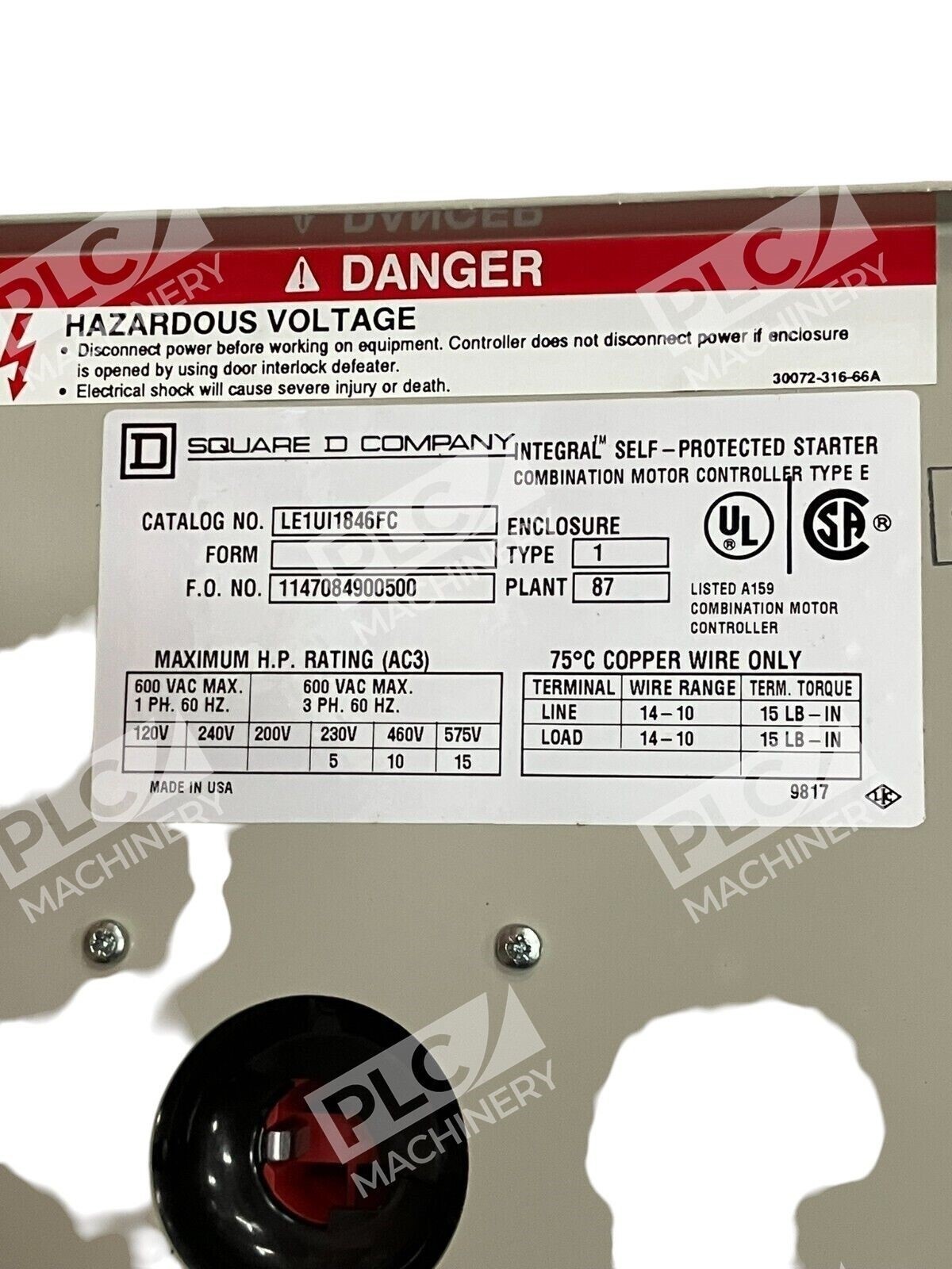 Square D IEC Controls LE1UI1846FC Integral Self-Protected Starter Original Box - Image 4
