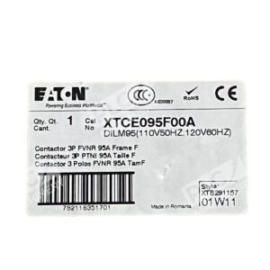 Eaton Cutler Hammer XTCE095F00A - Eaton XTCE095F00A DILM95 Contactor 3P FVNR 95A Frame F