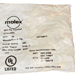 Molex 192120013 - Molex 19212 19212-0013 12-10 AWG 600V 9/32" Wire Pin Termina