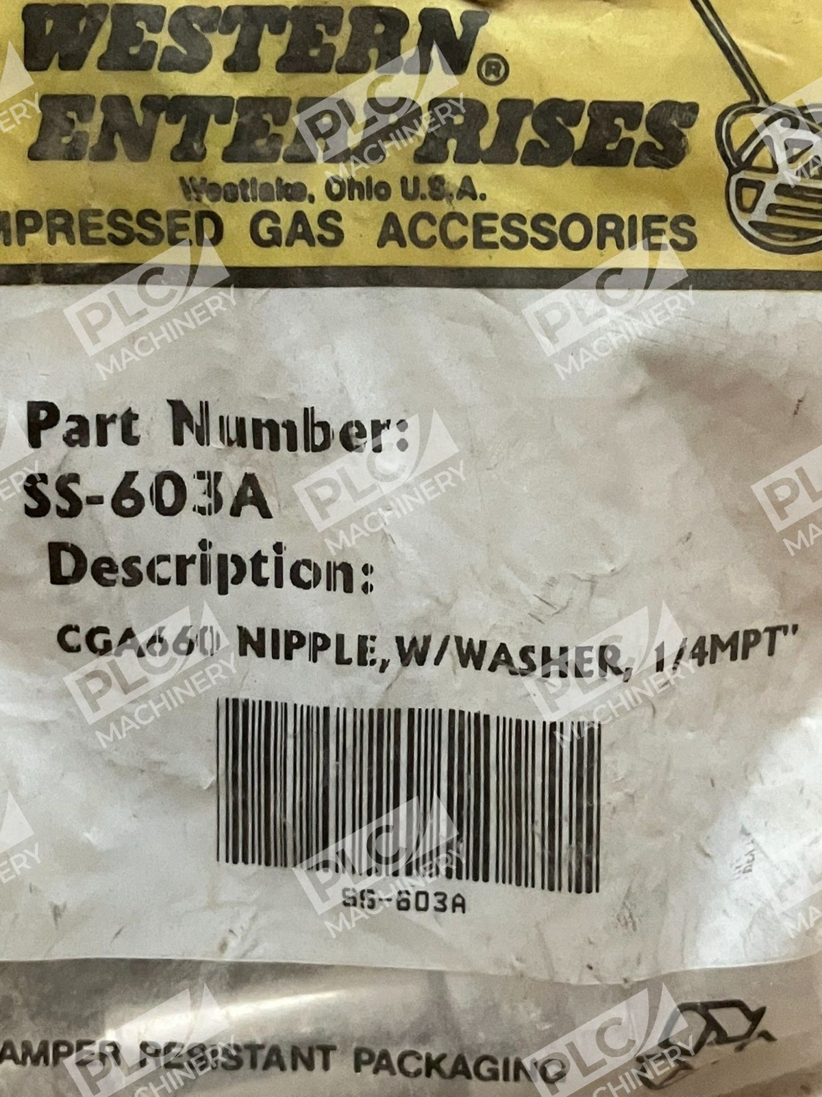 Western Enterprises 1/4"MPT CGA660 Nipple W/ Washer SS-603A - Image 3