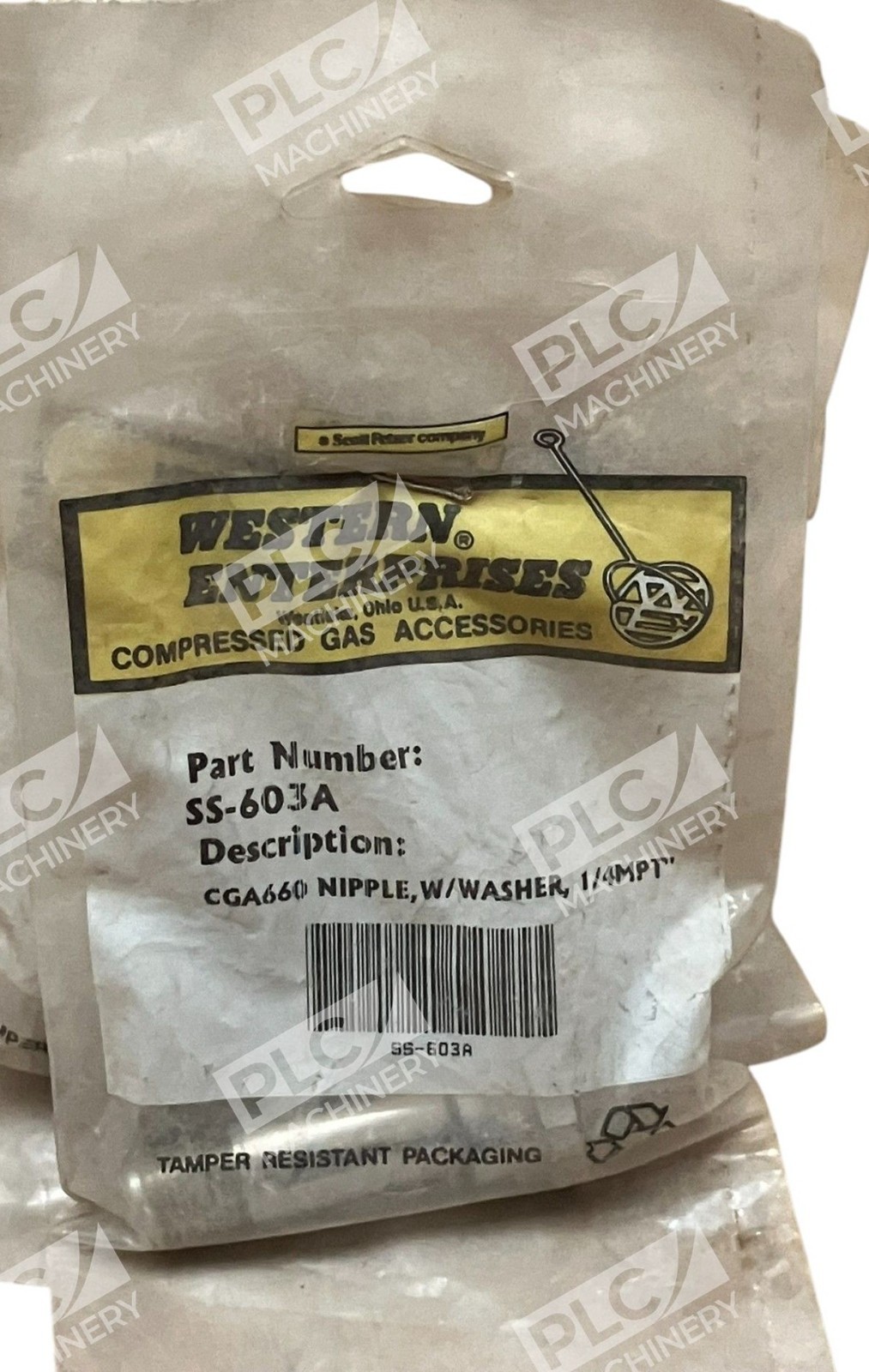 Western Enterprises SS-603A - Western Enterprises 1/4"MPT CGA660 Nipple W/ Washer SS-603A