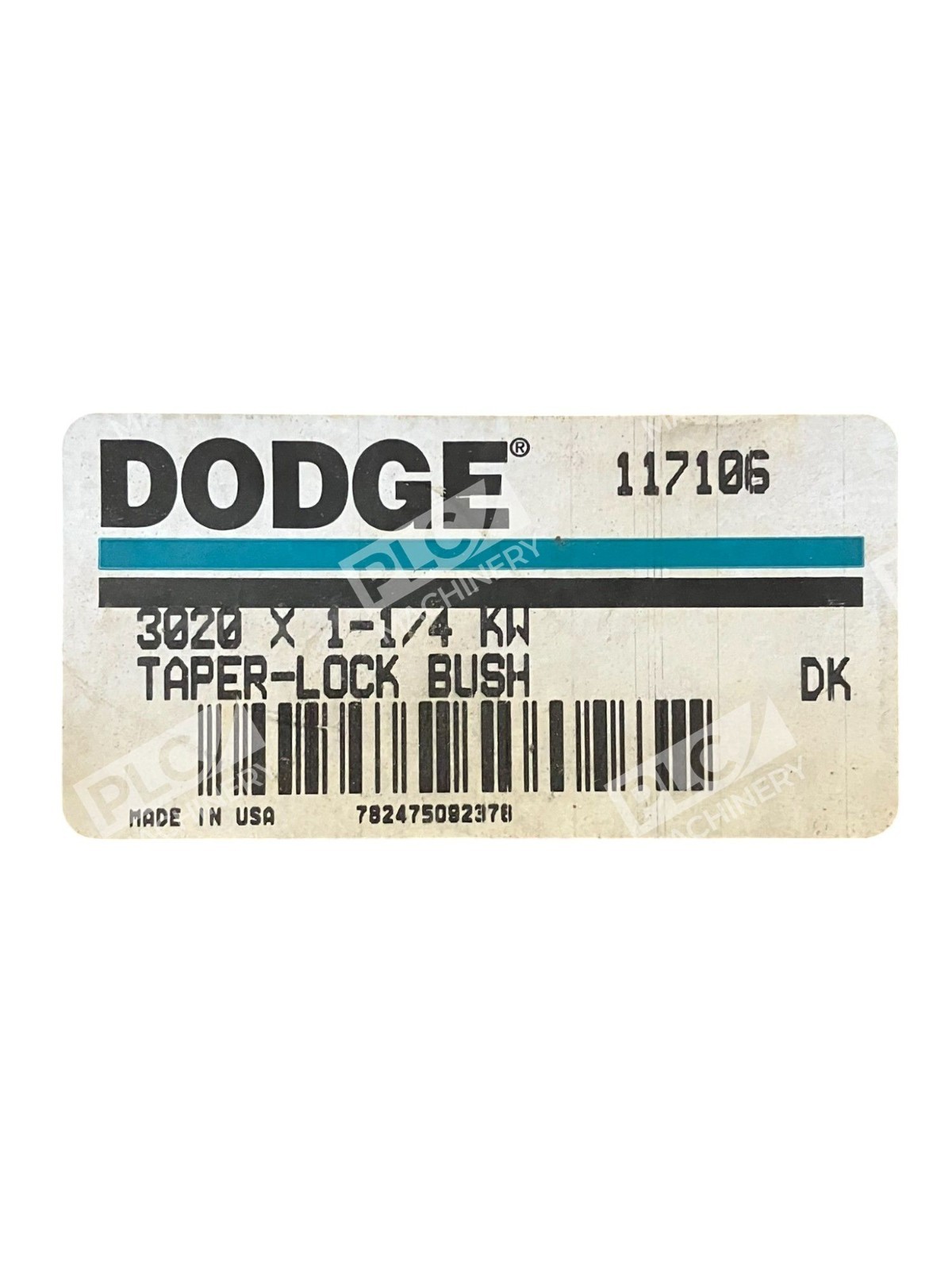 Dodge 3020 X 1-1/4 KW DK Taper-Lock Bushing 117106 - Image 3
