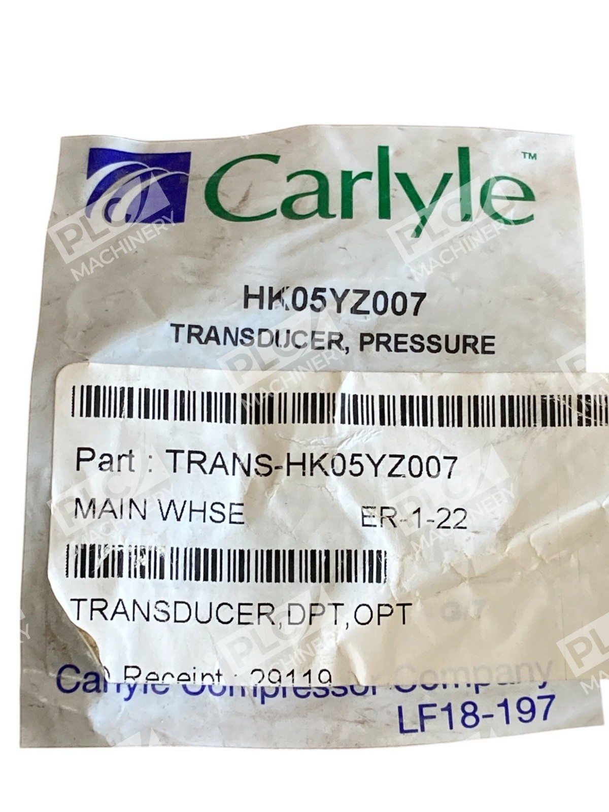 Carlyle LF18-197 Pressure Transducer HK05YZ007