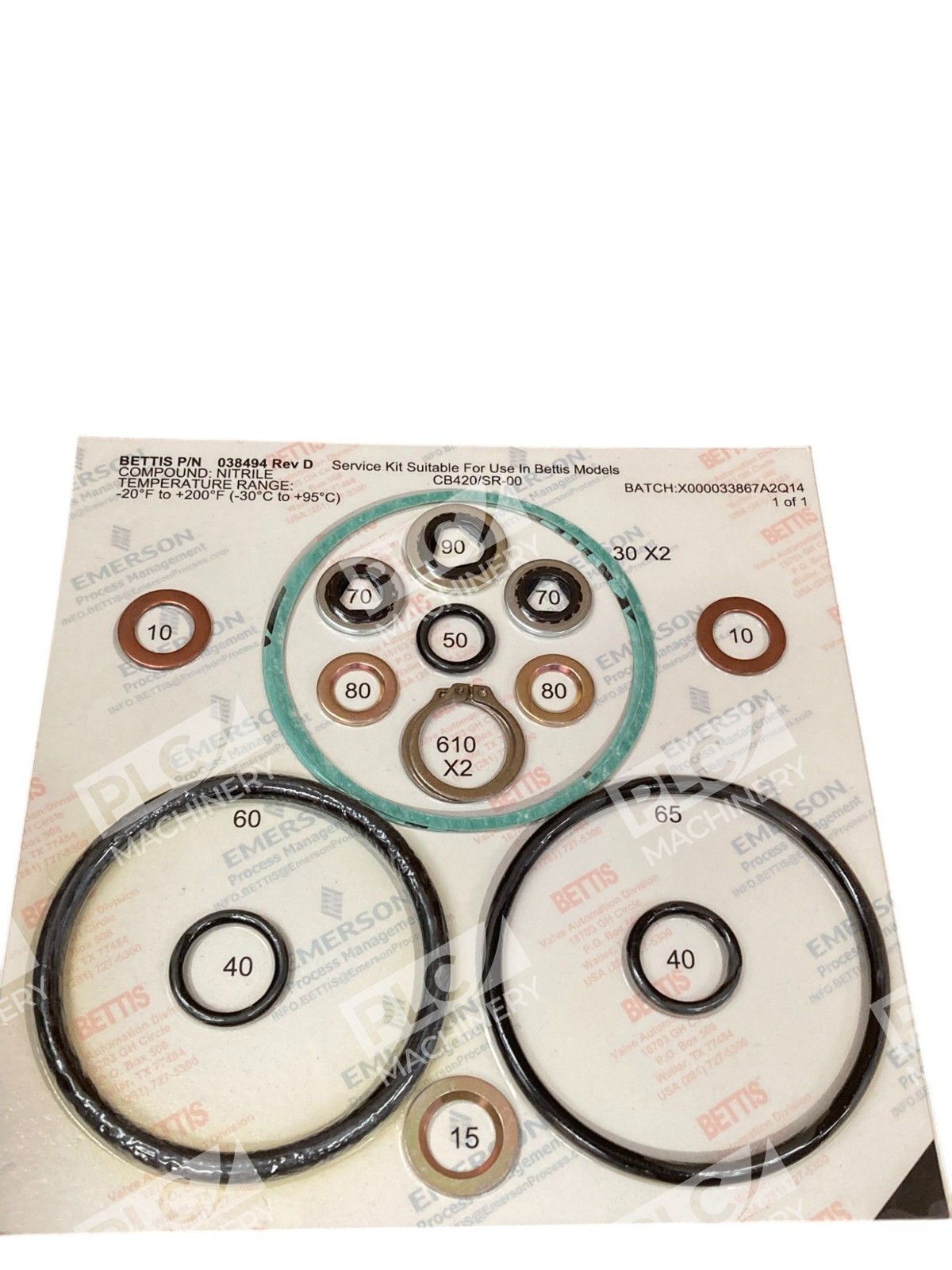 Bettis Emerson CB420/SR-00 Service Kit 038494 - Image 6