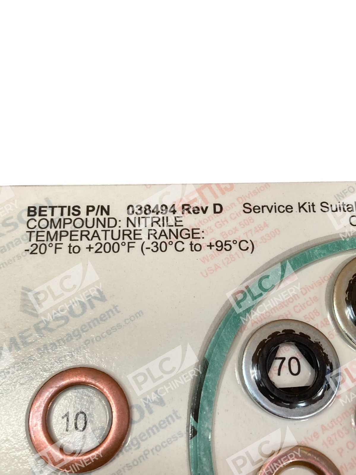 Bettis Emerson CB420/SR-00 Service Kit 038494 - Image 7
