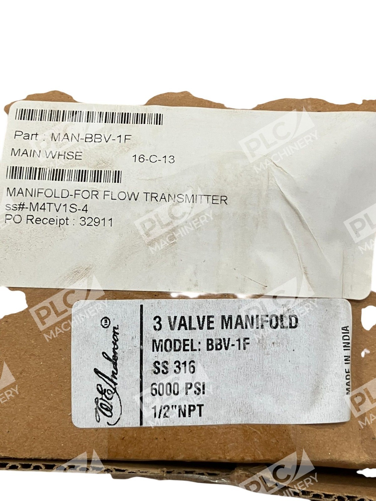 WE Anderson 12/20 SS 316 6000PSI 1/2" NPT 3 Valve Manifold BBV-1F - Image 3