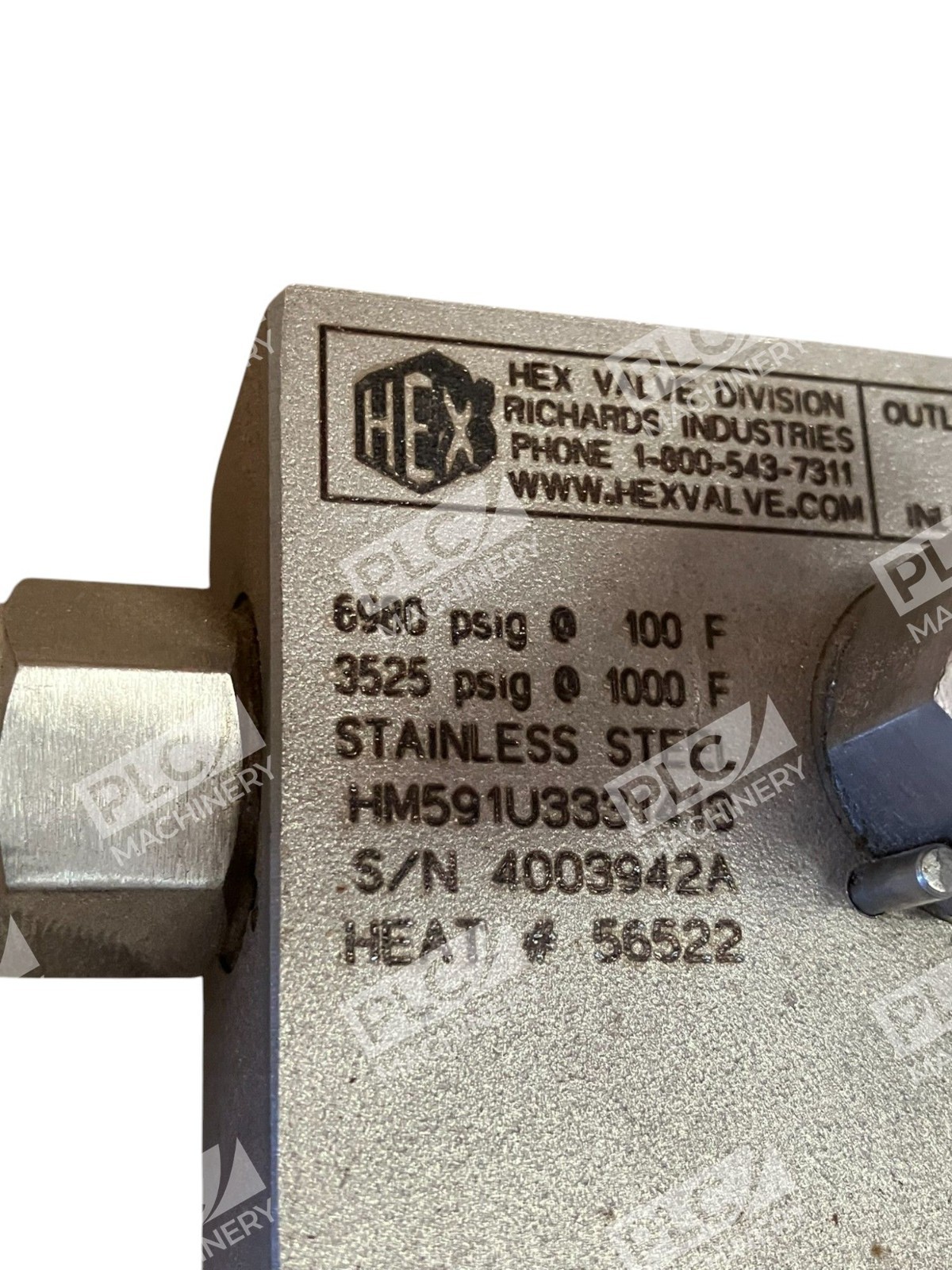 Richard Industries 56522 Stainless Steel Hex Valve HM591U3331413 - Image 9