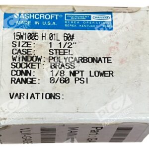Ashcroft 15W1005 H 01L 60 - Ashcroft 1/8" NPT 1-1/2" Face Pressure Gauge 15W1005 H 01L 6