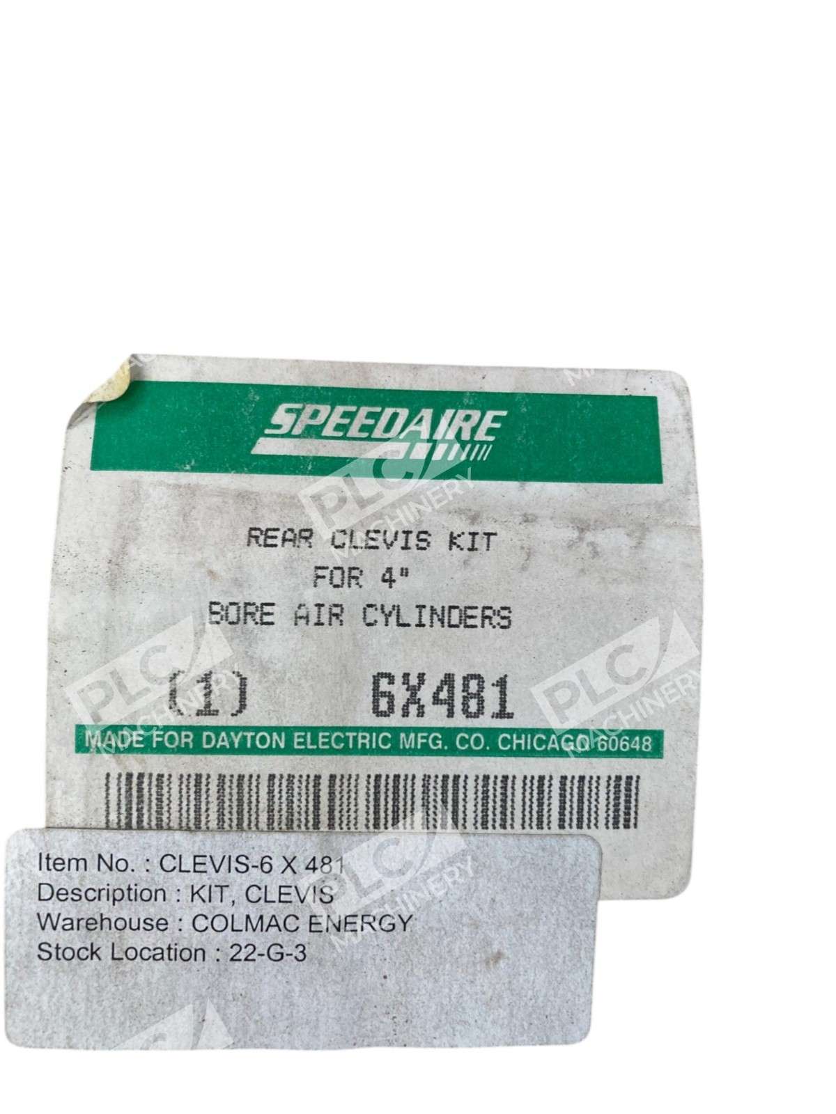 Speedaire For 4" Bore Air Cylinders Rear Clevis Kit 6X481 - Image 3