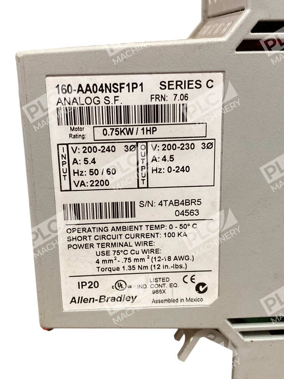 Allen Bradley AB AC Drive 160-AA04NSF1P1 /C - Image 3