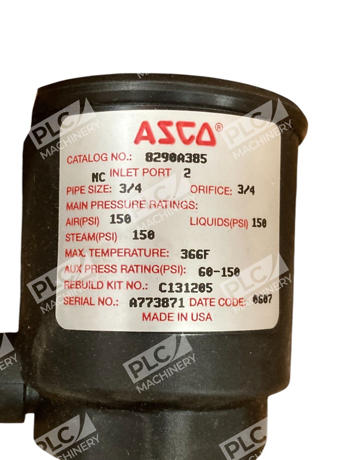 ASCO 2-way 150PSI A773871 Bronze 3/4NPT Valve 2/2 NC 8290A385 - Image 5