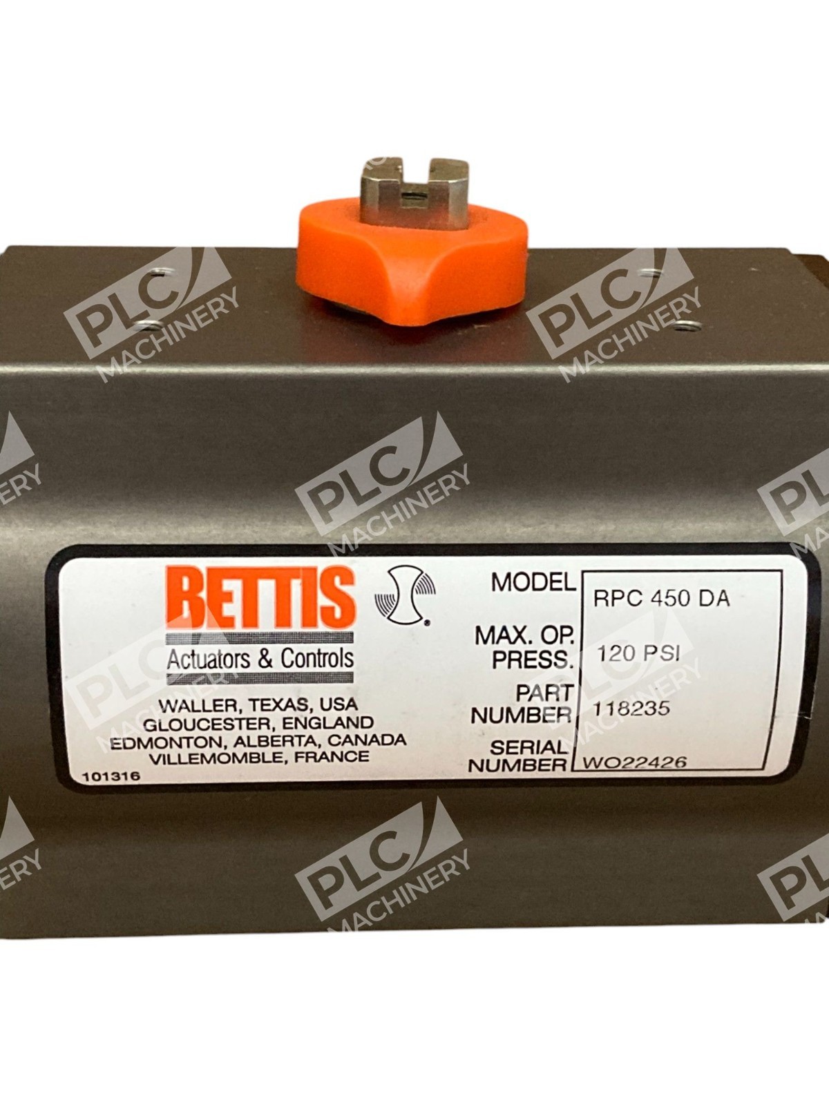 Bettis RP 450 DAG CW DA 120PSI Pneumatic Valve Actuator 118235 - Image 7
