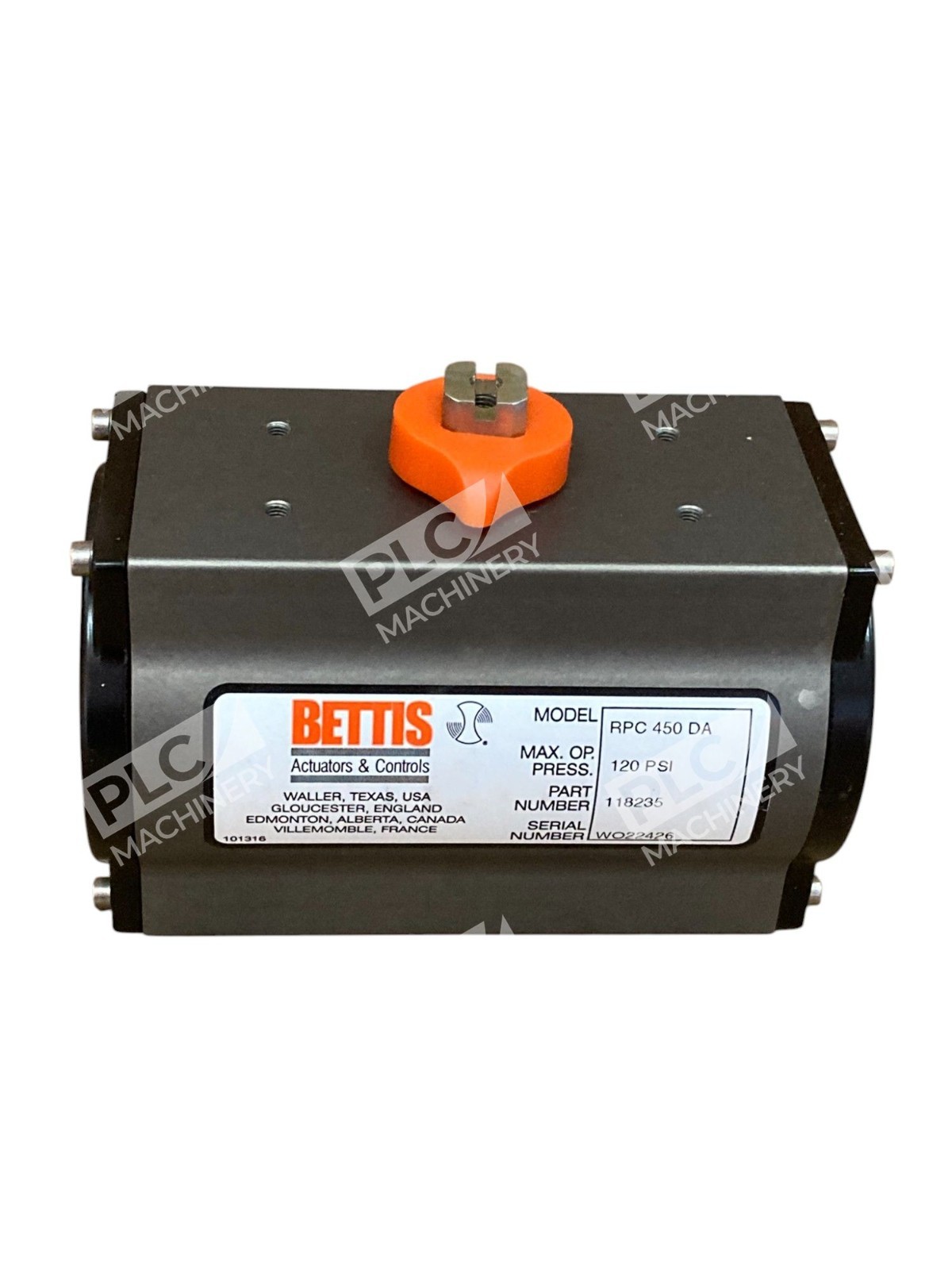 Bettis RP 450 DAG CW DA 120PSI Pneumatic Valve Actuator 118235 - Image 3