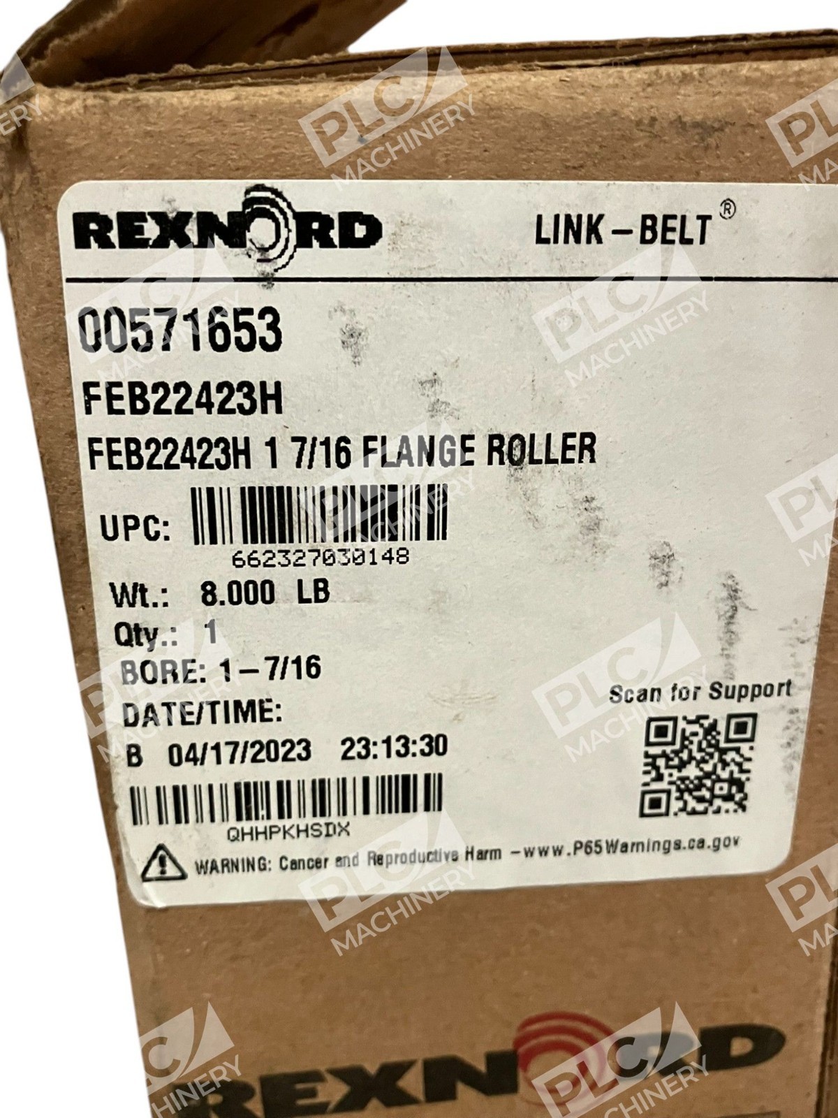 Rexnord 00571653 1-7/16" Link-Belt Flange Roller FEB22423H - Image 5