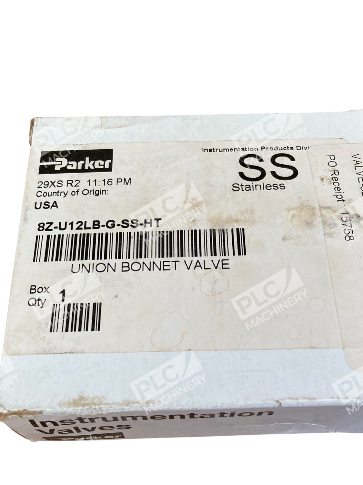 Parker TE39 29XS R2 Union Bonnet Valve 8Z-U12LB-G-SS-HT - Image 3