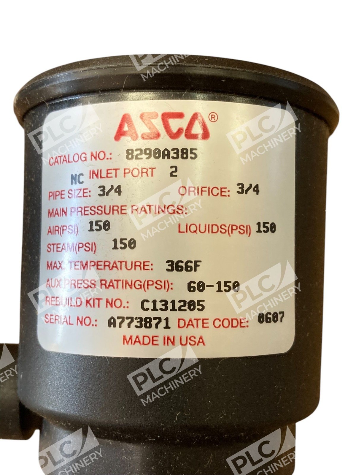 ASCO A773871 150PSI Bronze 3/4NPT Valve 2/2 NC 8290A385 - Image 6