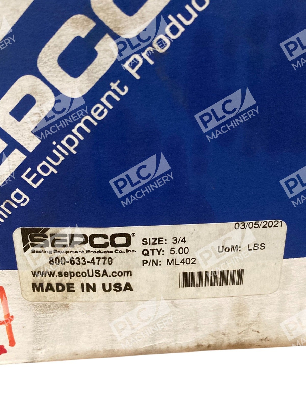 Sepco 3/4" Square Braid Graphite Compression Packing ML402 (Box of 5) - Image 3