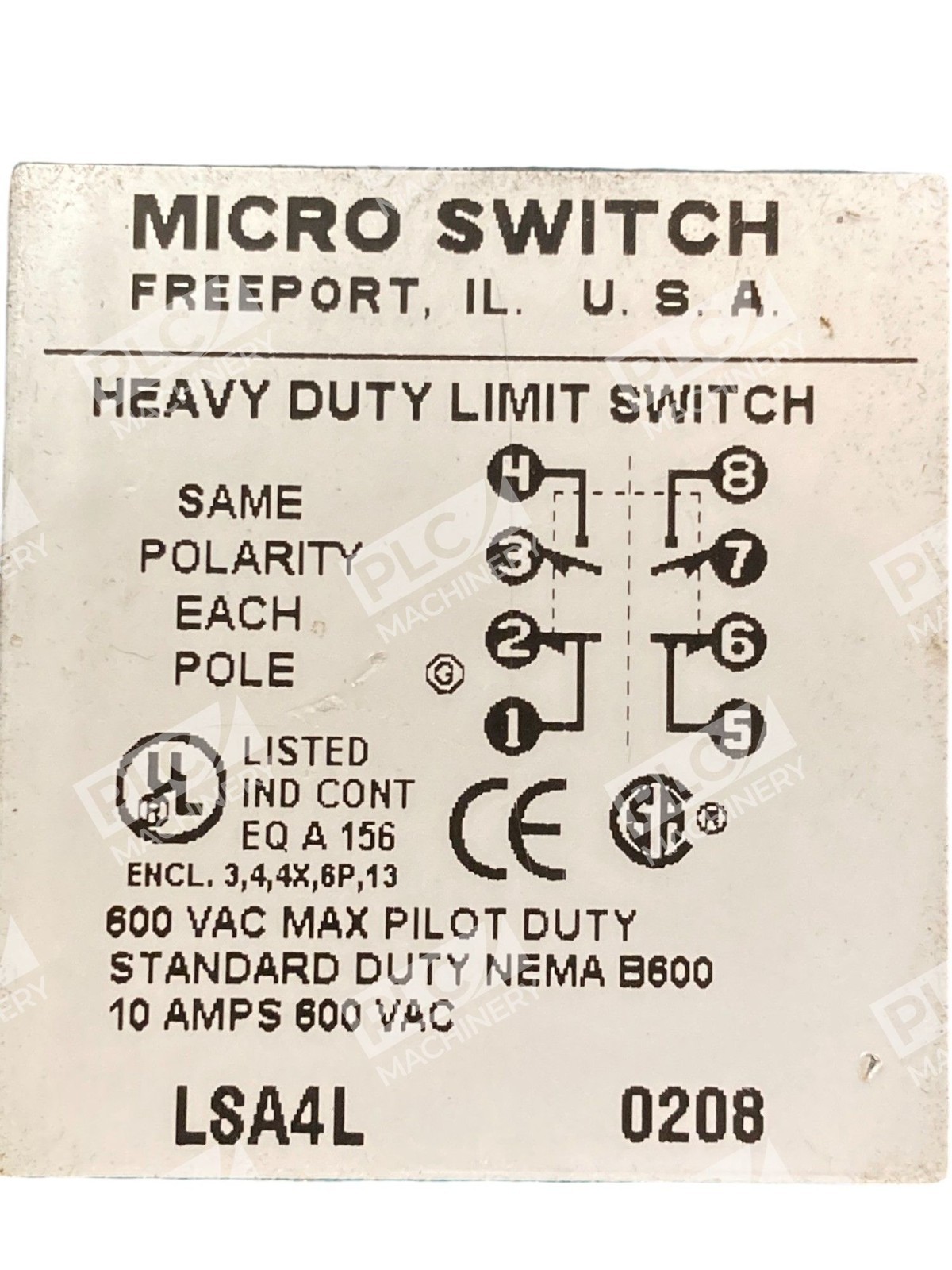 Honeywell TT009596-999 10A 600VAC 0206 Micro Switch LSA4L - Image 8