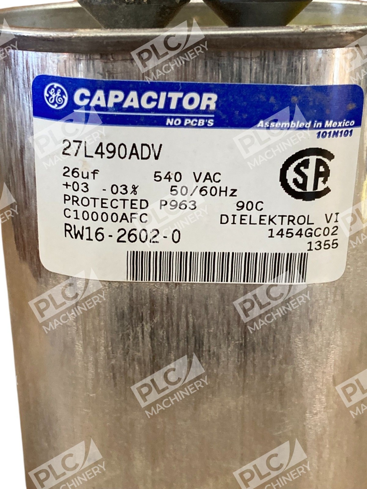 GE 26uf 540VAC RW16-2602-0 C10000AFC Capacitor 27L490ADV - Image 4