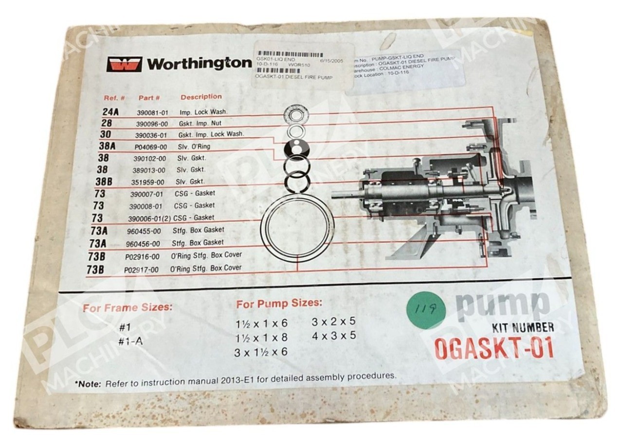 Worthington #1 #1-A Pump Kit Number 0GASKT-01 - Image 2