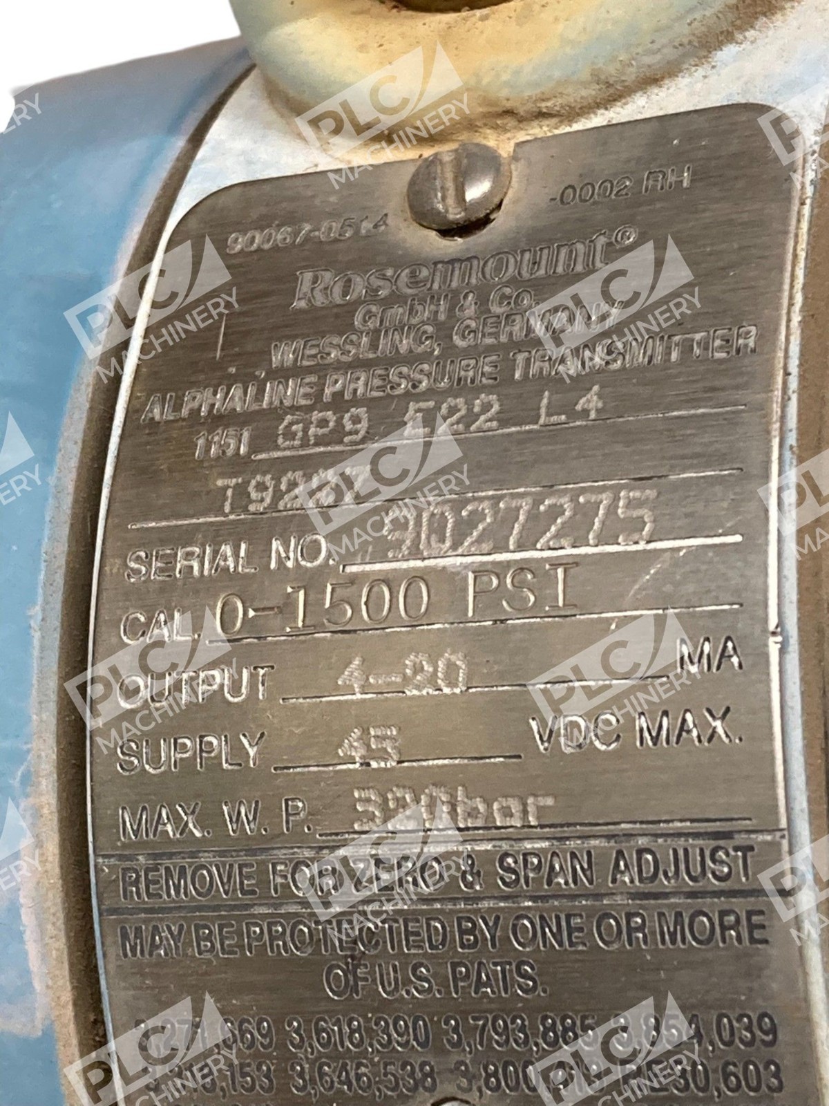 Rosemount 0-1500PSI 4-20mA 320bar Alphaline Pressure Transmitter 1151GP9E22L4 - Image 9