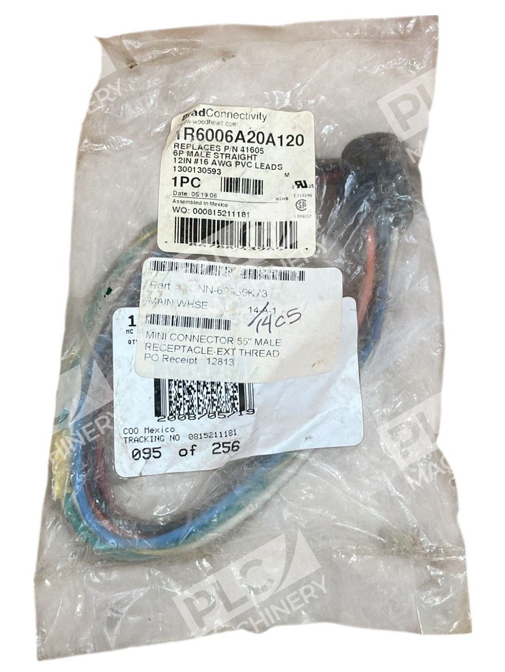 Brad 1R6006A20A120 - Brad Connectivity 6P Male Straight 12IN #16AWG PVC Leads Cor