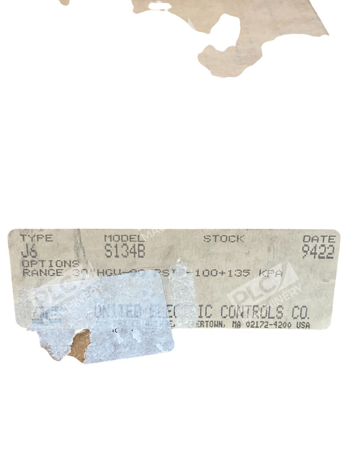United Electric UE 15A 480VAC 30"HGV-20 PSI 25PSI Pressure Switch J6 S134B - Image 3