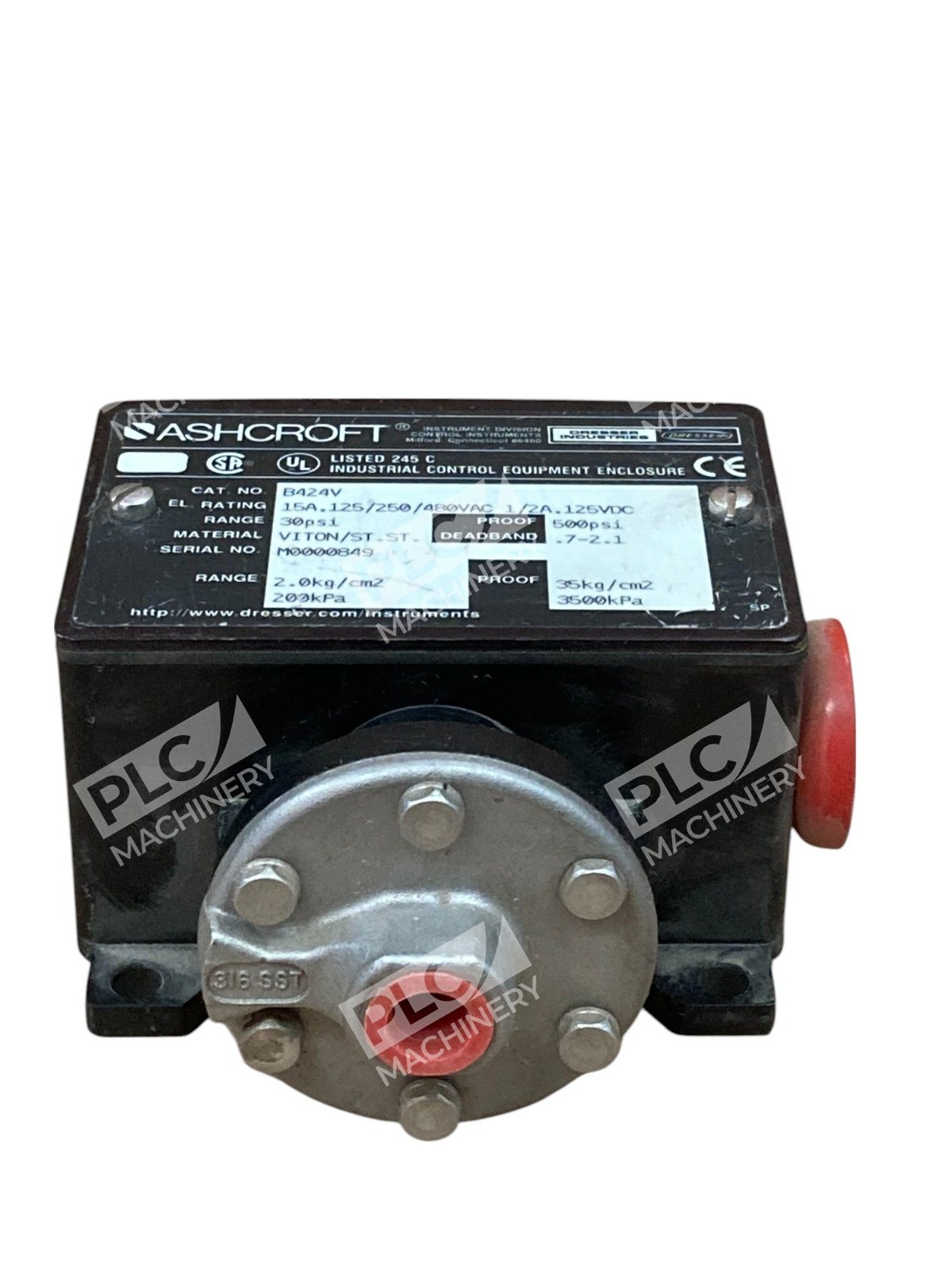 Ashcroft 15A 125/250/480VAC 1/2A 125VDC 30PSI 500PSI Pressure Switch B424V - Image 3