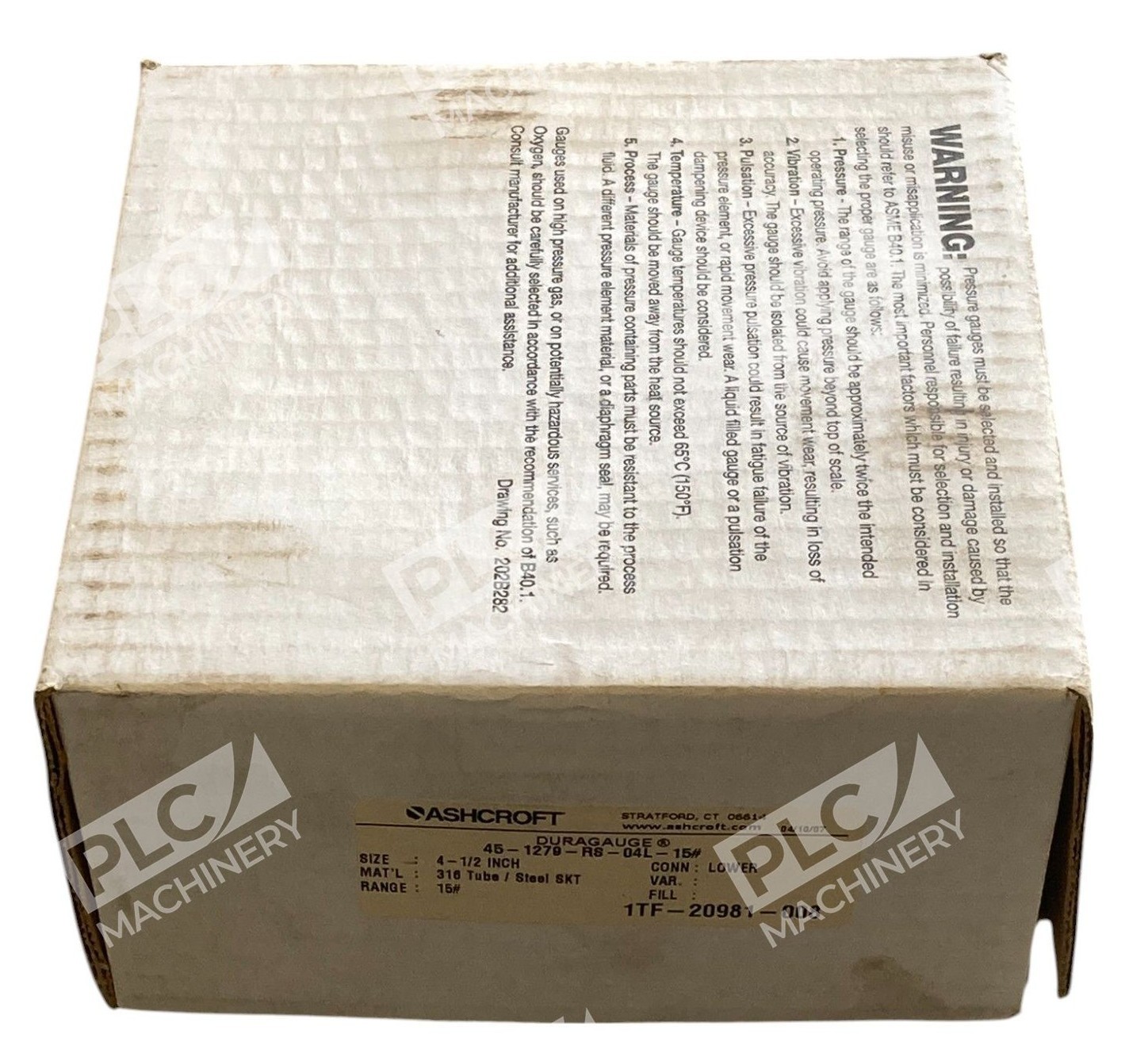 Ashcroft 1TF-20981-008 4-1/2" Lower Connector Duragauge 45-1279-RS-04L-15# - Image 2