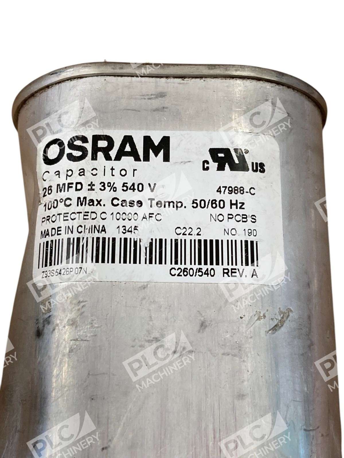 Osram 26MFD 540V C260/540 Rev A Capacitor 47988-C Dented - Image 5