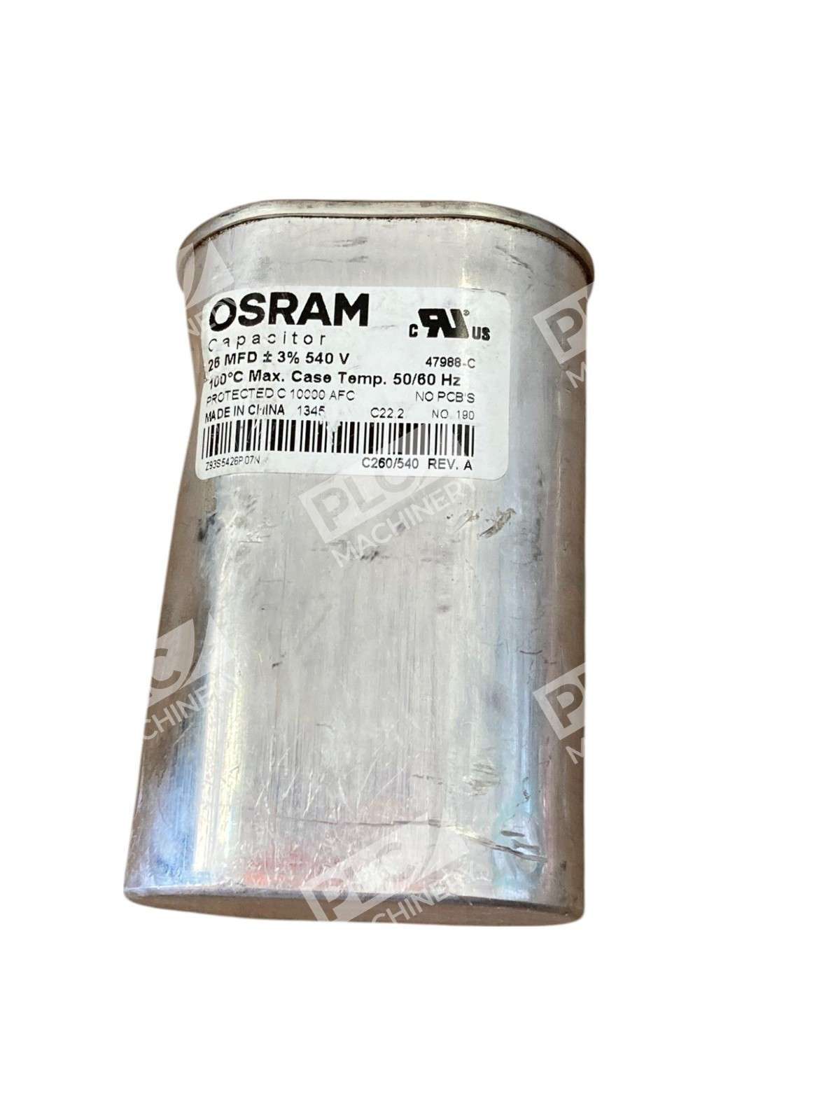 Osram 47988-C - Osram 26MFD 540V C260/540 Rev A Capacitor 47988-C Dented