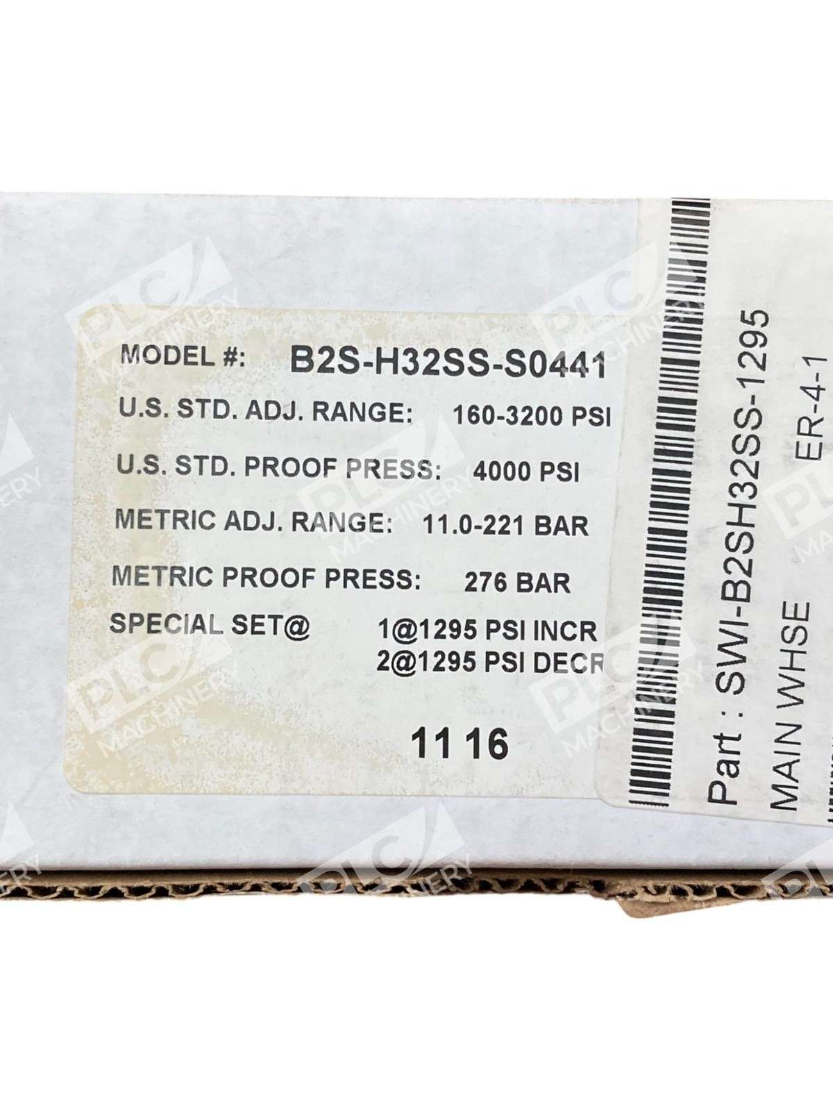 Barksdale 160-3200PSI 4000PSI 11-221BAR Pressure Switch B2S-H32SS-S0441 - Image 3