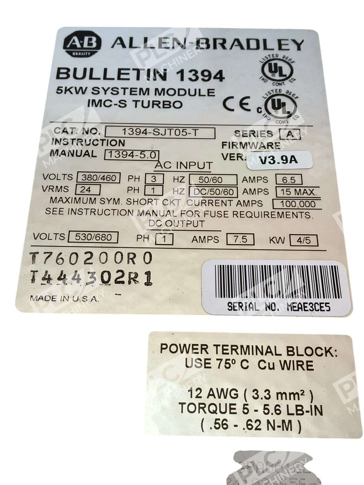 Allen Bradley AB 5KW System Module IMC-S Turbo 1394-SJT05-T /A - Image 4
