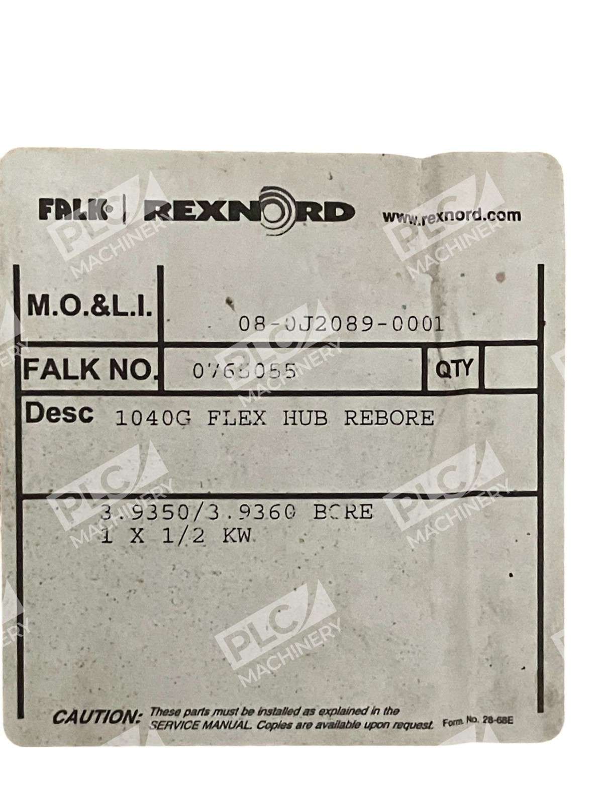 Falk Rexnord 0765055 08-0J2089 8J2089 3,9350 3.9350/3.936 Bore Flex Hub 1040G - Image 3