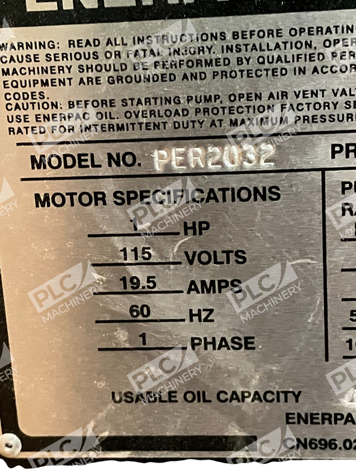 Enerpac D1604C CN682.026 1HP 115V 19.5A 60Hz 1Phase Hushh-Pup Pump PER2032 - Image 14