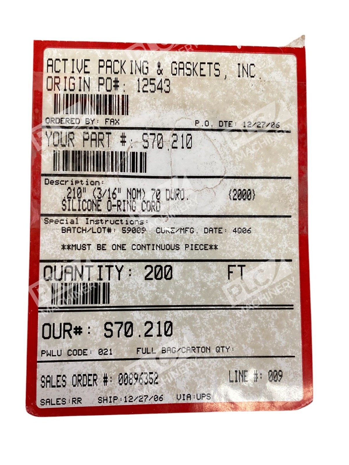 Active Packing & Gaskets 3/16" NOM 70 DURO Silicone O-Ring Cord 200Ft S70.210 - Image 4