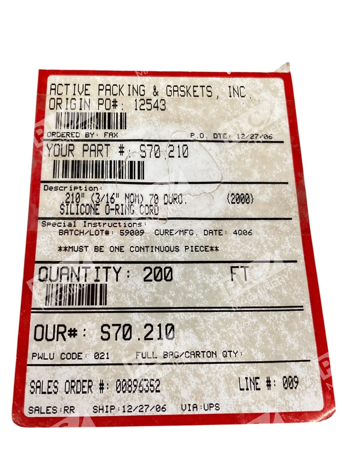 Active Packing & Gaskets 3/16" NOM 70 DURO Silicone O-Ring Cord 200Ft S70.210 - Image 5